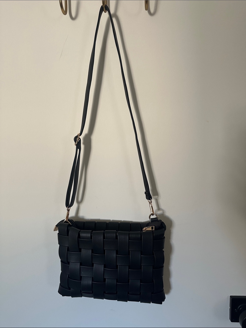 Anthropologie Black Woven Shoulder Crossbody Bag